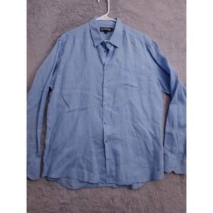 Vilebrequin Shirt Mens Extra Large 100% Linen Blue Preppy Beach Casual Logo XL